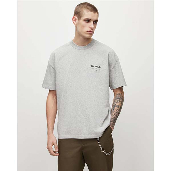 Allsaints Australia Mens Underground Oversized Crew T-Shirt Grey AU05-801